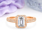 Luxurious Vintage 4 Prong Emerald Cut Lab Diamond Engagement Ring - Additional view