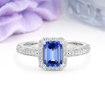 Luxurious Vintage 4 Prong Emerald Cut Sapphire Engagement Ring - Additional view