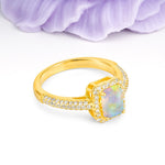 Luxurious Vintage 4 Prong Emerald Cut Fire Opal Engagement Ring - Additional view