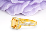 Luxurious Vintage 4 Prong Emerald Cut Citrine Engagement Ring - Additional view