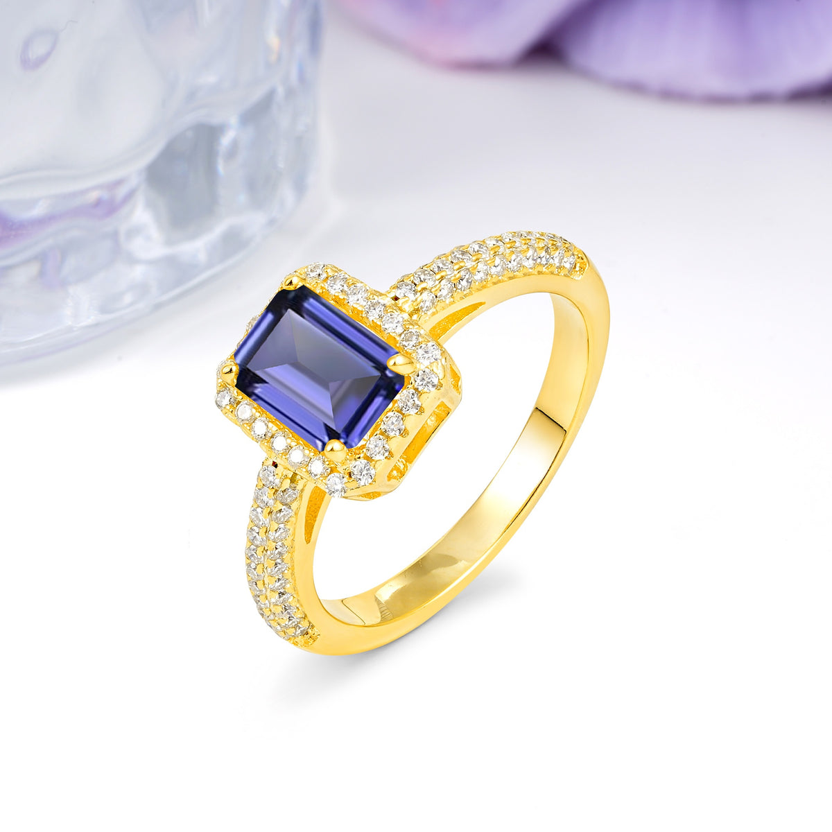 Luxurious Vintage 4 Prong Emerald Cut Tanzanite Engagement Ring - Additional view