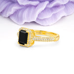 Luxurious Vintage 4 Prong Emerald Cut Black Onyx Engagement Ring - Additional view