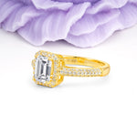 Luxurious Vintage 4 Prong Emerald Cut Lab Diamond Engagement Ring - Additional view
