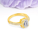 Luxurious Vintage 4 Prong Emerald Cut Lab Diamond Engagement Ring - Additional view
