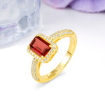 Luxurious Vintage 4 Prong Emerald Cut Garnet Engagement Ring - Additional view