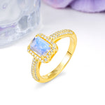 Luxurious Vintage 4 Prong Emerald Cut Moonstone Engagement Ring - Additional view