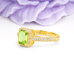Luxurious Vintage 4 Prong Emerald Cut Peridot Engagement Ring - Additional view