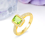 Luxurious Vintage 4 Prong Emerald Cut Peridot Engagement Ring - Additional view