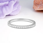 Sparkling Pave Thin Band Half Eternity Moissanite Wedding Ring - Additional view