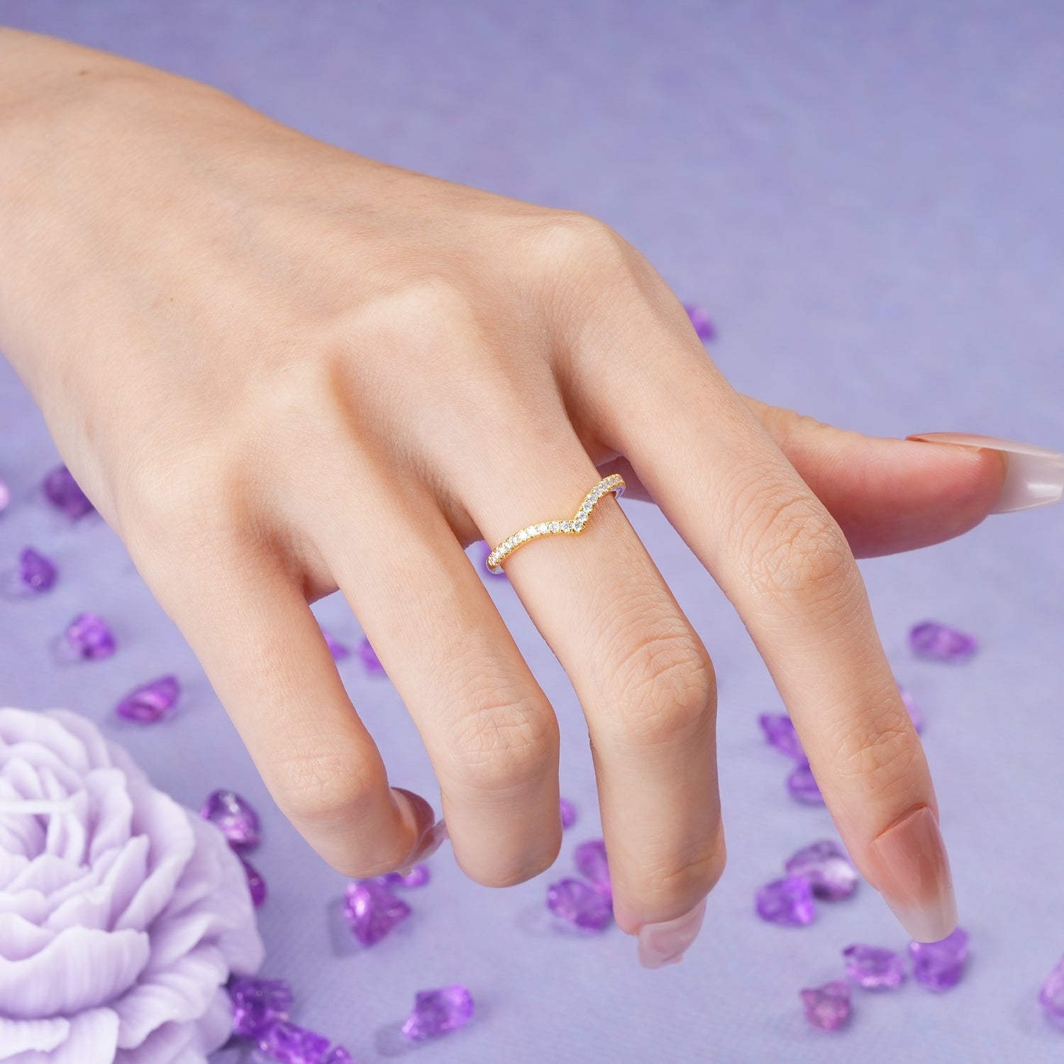 Unique and Minimalist Moissanite Wedding Ring - Additional view