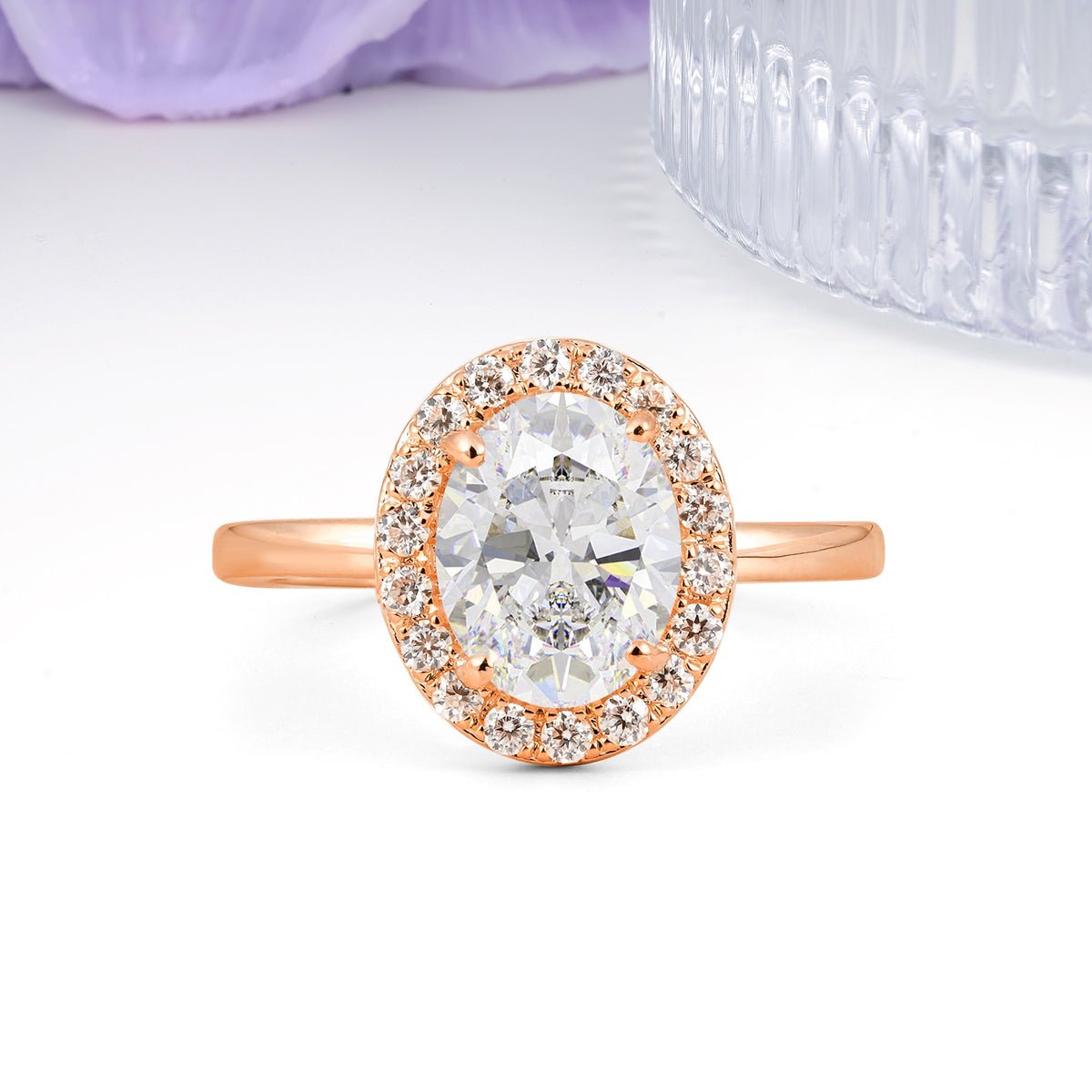 Luxurious and Unique 4-Prong Oval Cut Moissanite Engagement Ring - Additional view