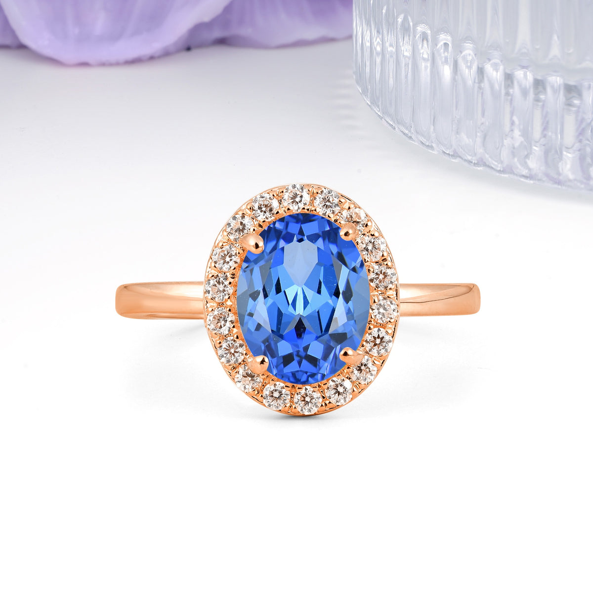 Luxurious and Unique 4-Prong Oval Cut Sapphire Engagement Ring - Additional view