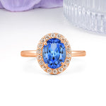 Luxurious and Unique 4-Prong Oval Cut Sapphire Engagement Ring - Additional view