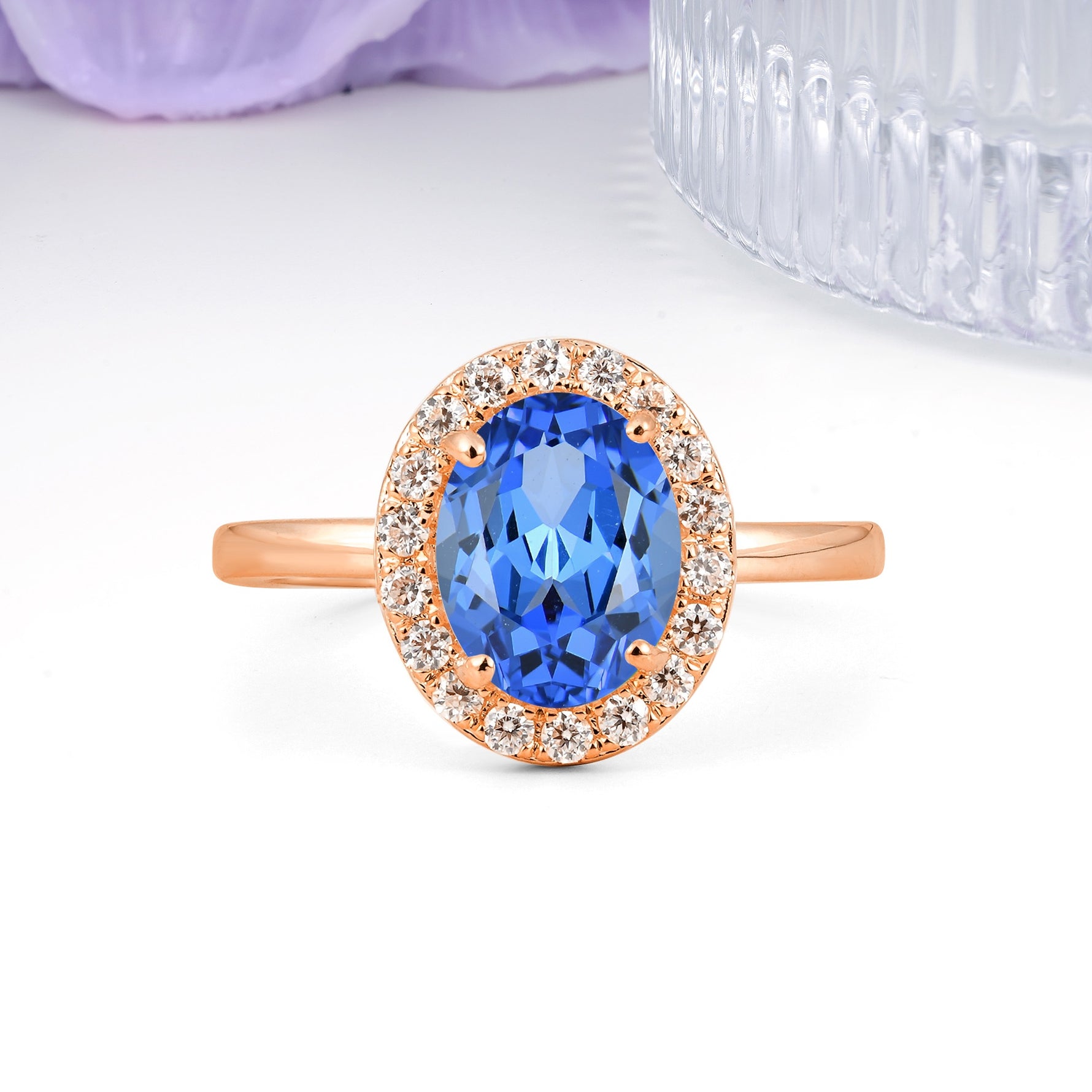 Luxurious and Unique 4-Prong Oval Cut Sapphire Engagement Ring - Additional view