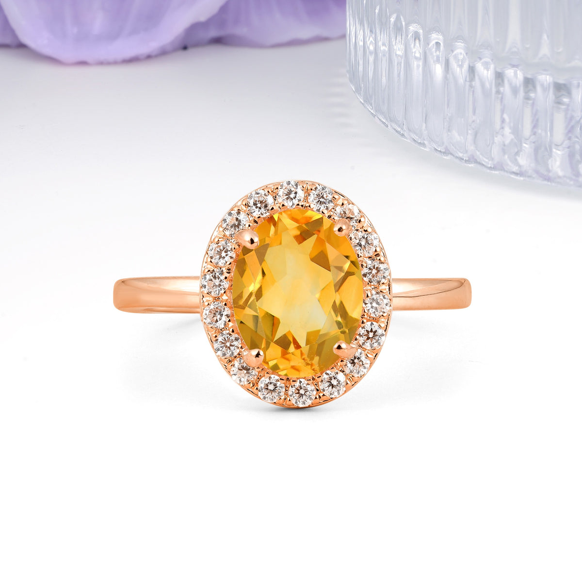 Luxurious and Unique 4-Prong Oval Cut Citrine Engagement Ring - Additional view