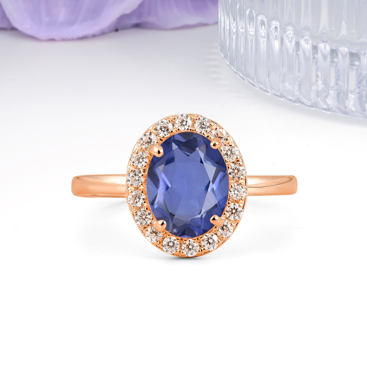 Luxurious and Unique 4-Prong Oval Cut Tanzanite Engagement Ring - Additional view