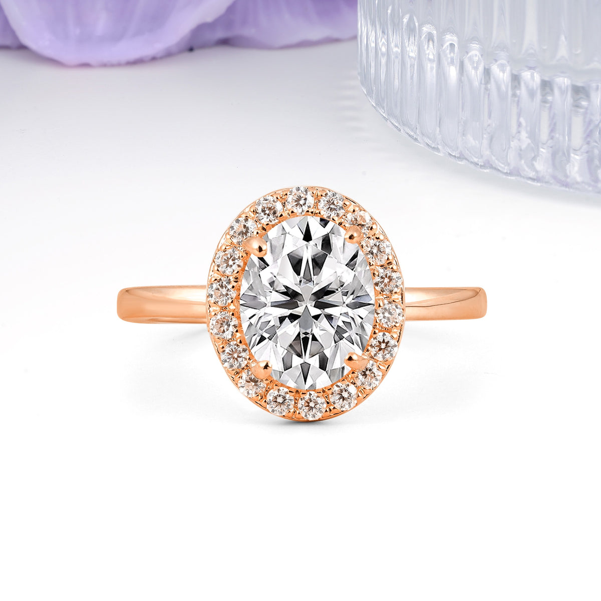 Luxurious and Unique 4-Prong Oval Cut Lab Diamond Engagement Ring - Additional view