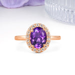 Luxurious and Unique 4-Prong Oval Cut Amethyst Engagement Ring - Additional view