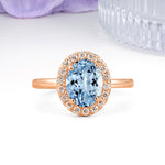 Luxurious and Unique 4-Prong Oval Cut Aquamarine Engagement Ring - Additional view