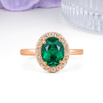 Luxurious and Unique 4-Prong Oval Cut Emerald Engagement Ring - Additional view