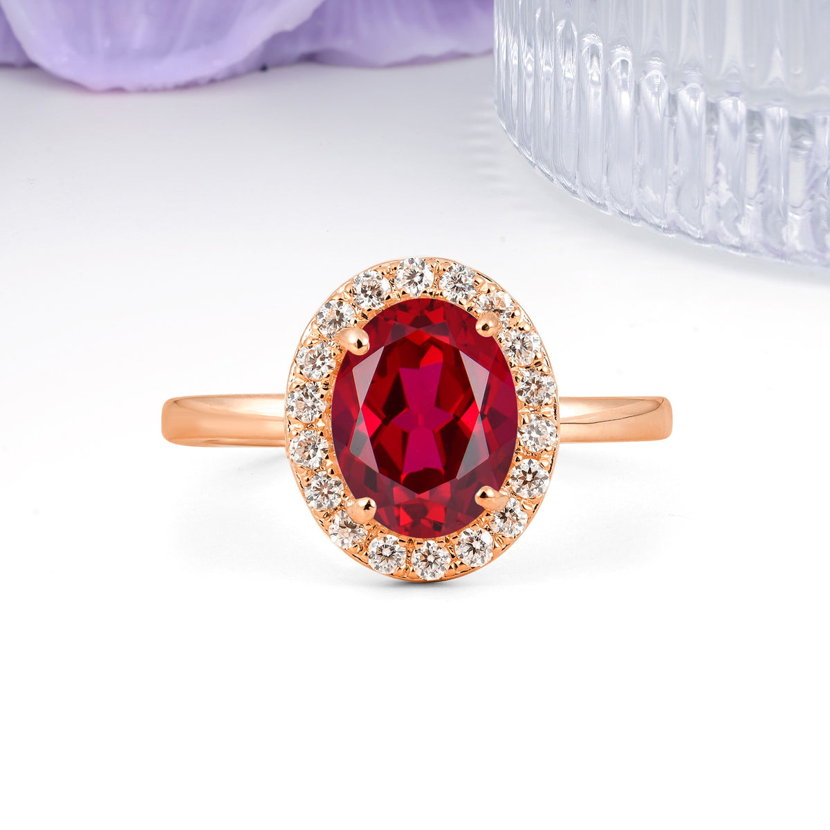 Luxurious and Unique 4-Prong Oval Cut Ruby Engagement Ring - Additional view