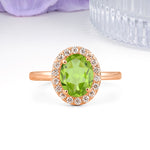 Luxurious and Unique 4-Prong Oval Cut Peridot Engagement Ring - Additional view