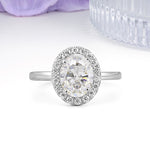Luxurious and Unique 4-Prong Oval Cut Moissanite Engagement Ring - Additional view