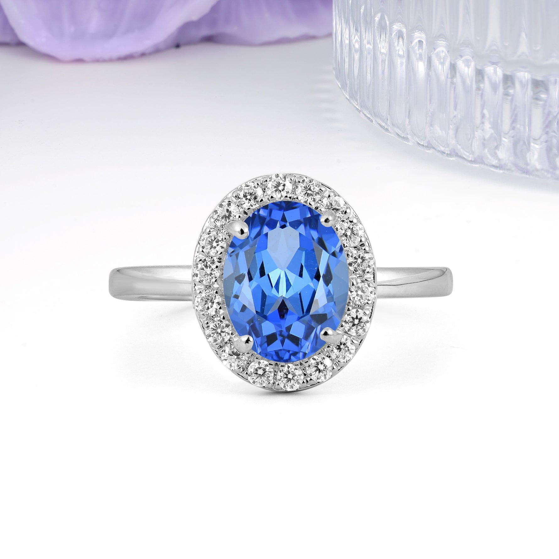 Luxurious and Unique 4-Prong Oval Cut Sapphire Engagement Ring - Additional view