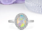 Luxurious and Unique 4-Prong Oval Cut Fire Opal Engagement Ring - Additional view