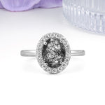 Luxurious and Unique 4-Prong Oval Cut Black Rutilated Quartz Engagement Ring - Additional view