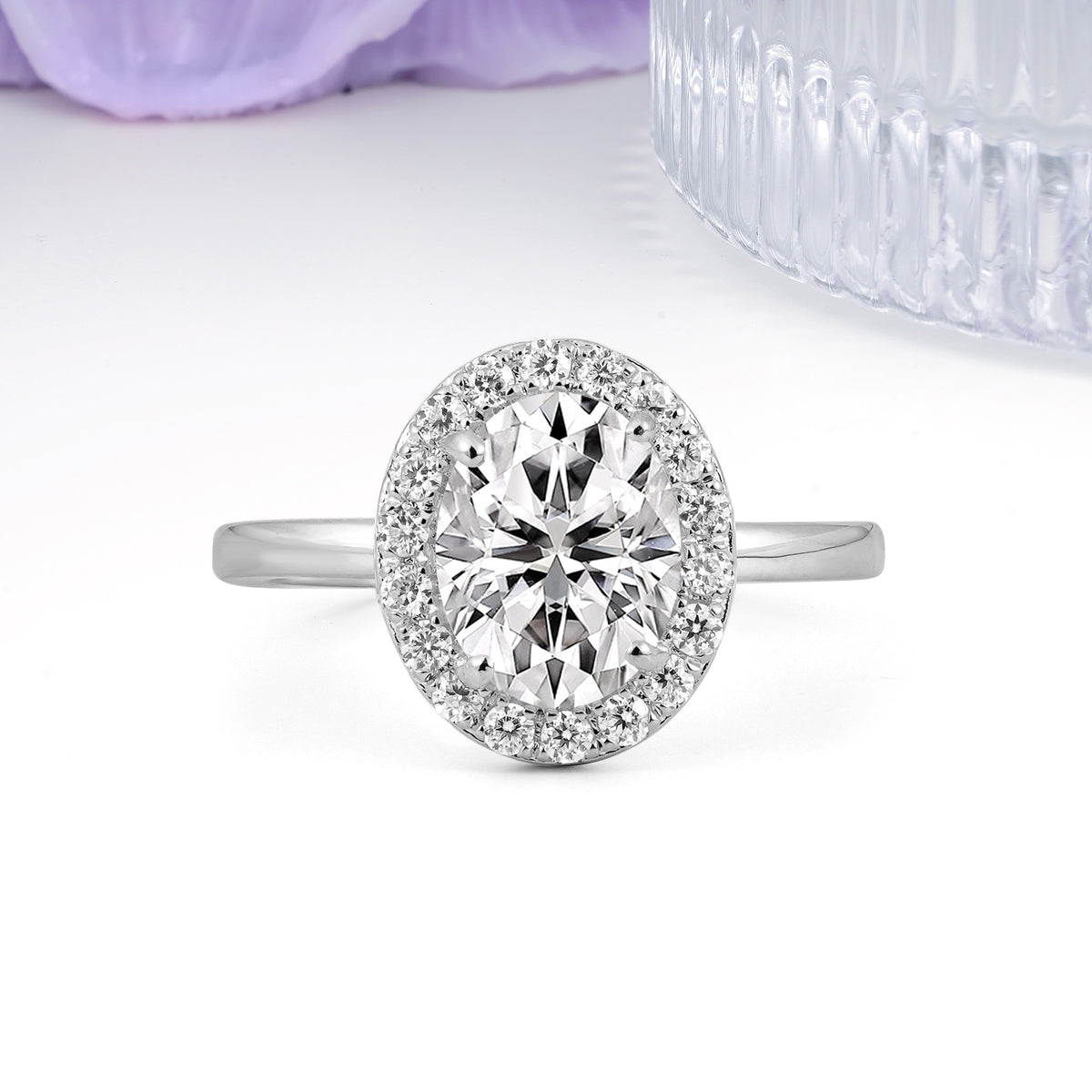 Luxurious and Unique 4-Prong Oval Cut Lab Diamond Engagement Ring - Additional view