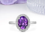 Luxurious and Unique 4-Prong Oval Cut Amethyst Engagement Ring - Additional view