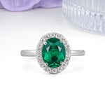 Luxurious and Unique 4-Prong Oval Cut Emerald Engagement Ring - Additional view