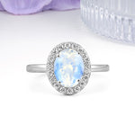 Luxurious and Unique 4-Prong Oval Cut Moonstone Engagement Ring - Additional view