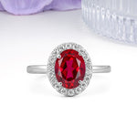 Luxurious and Unique 4-Prong Oval Cut Ruby Engagement Ring - Additional view