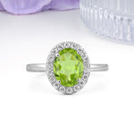 Luxurious and Unique 4-Prong Oval Cut Peridot Engagement Ring - Additional view