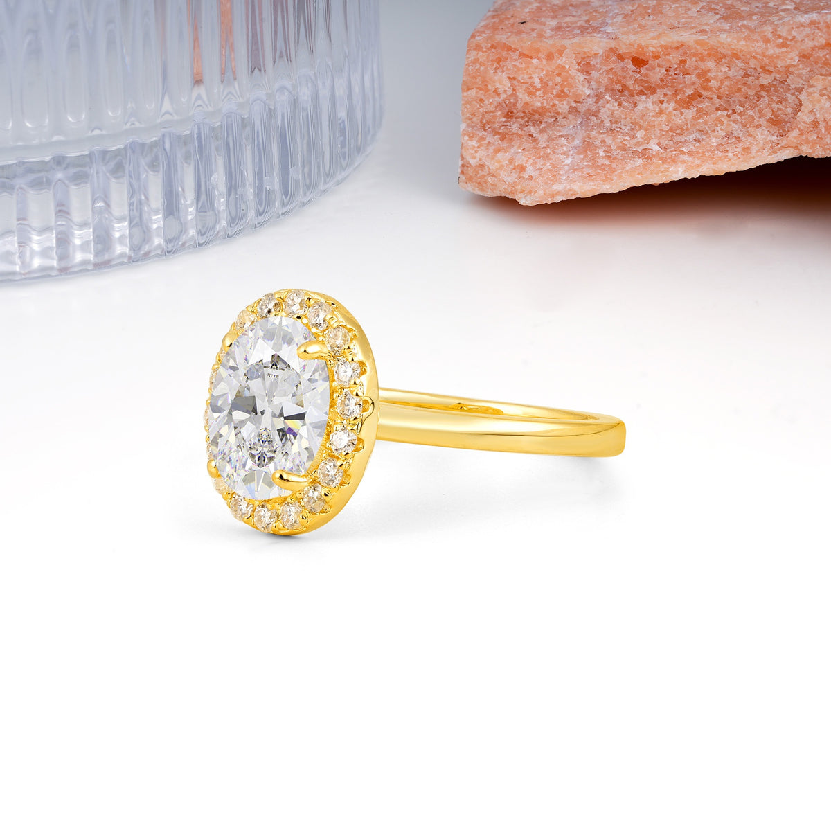 Luxurious and Unique 4-Prong Oval Cut Moissanite Engagement Ring - Additional view