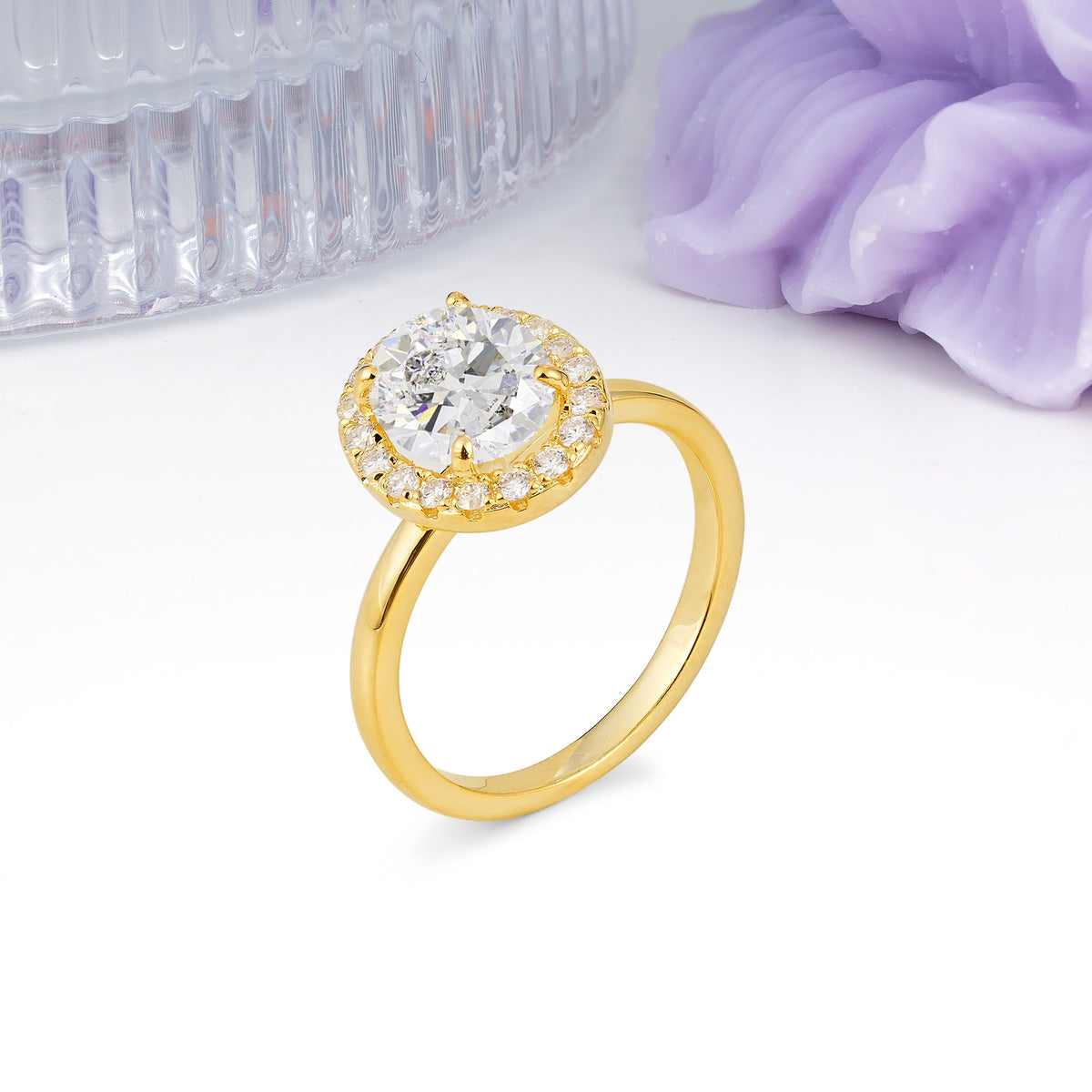 Luxurious and Unique 4-Prong Oval Cut Moissanite Engagement Ring - Additional view