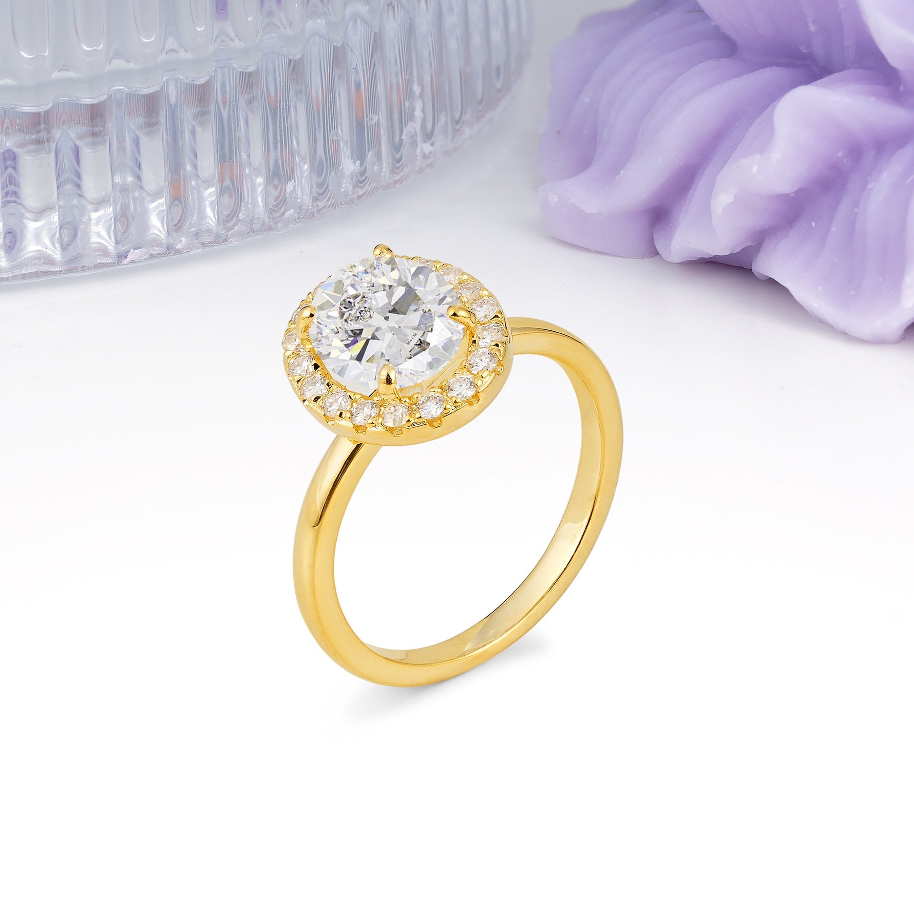Luxurious and Unique 4-Prong Oval Cut Moissanite Engagement Ring - Additional view