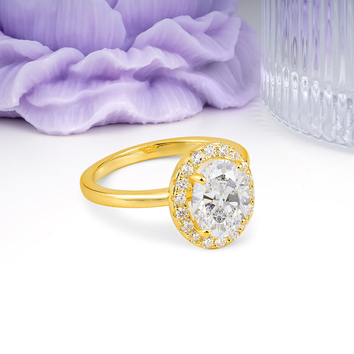 Luxurious and Unique 4-Prong Oval Cut Moissanite Engagement Ring - Additional view