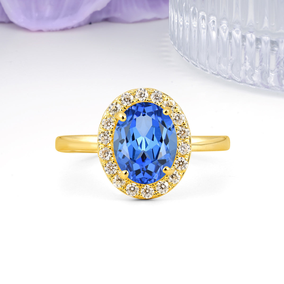Luxurious and Unique 4-Prong Oval Cut Sapphire Engagement Ring - Additional view