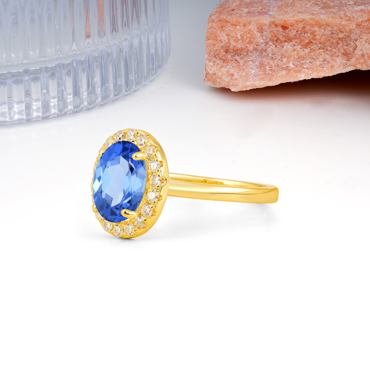 Luxurious and Unique 4-Prong Oval Cut Sapphire Engagement Ring - Additional view