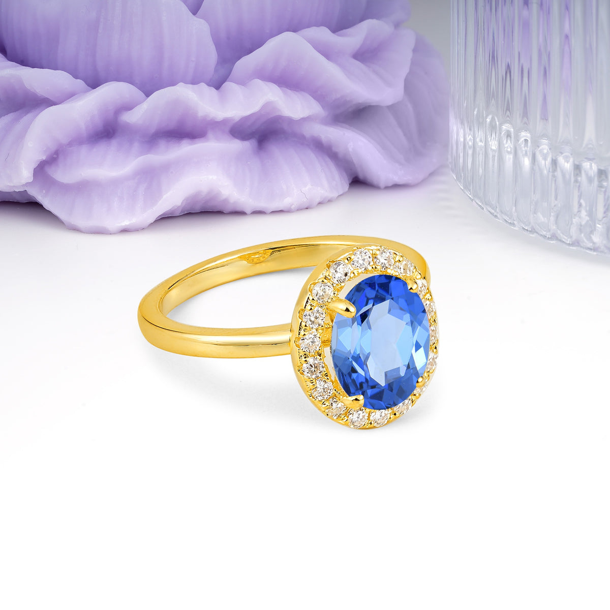 Luxurious and Unique 4-Prong Oval Cut Sapphire Engagement Ring - Additional view