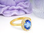 Luxurious and Unique 4-Prong Oval Cut Sapphire Engagement Ring - Additional view