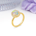 Luxurious and Unique 4-Prong Oval Cut Fire Opal Engagement Ring - Additional view