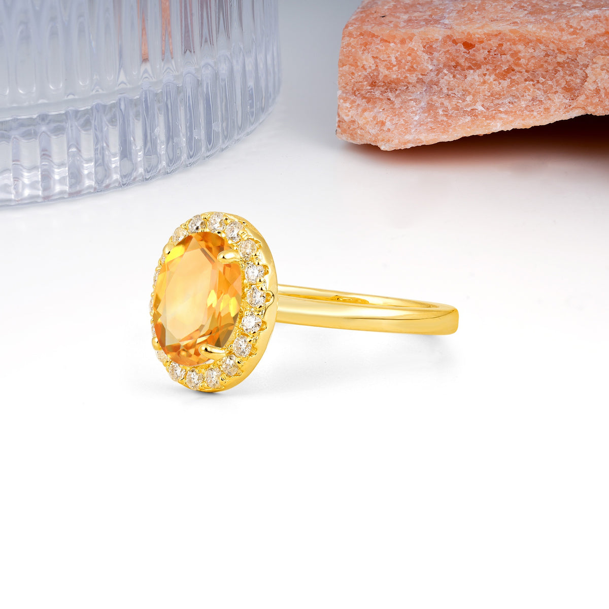 Luxurious and Unique 4-Prong Oval Cut Citrine Engagement Ring - Additional view