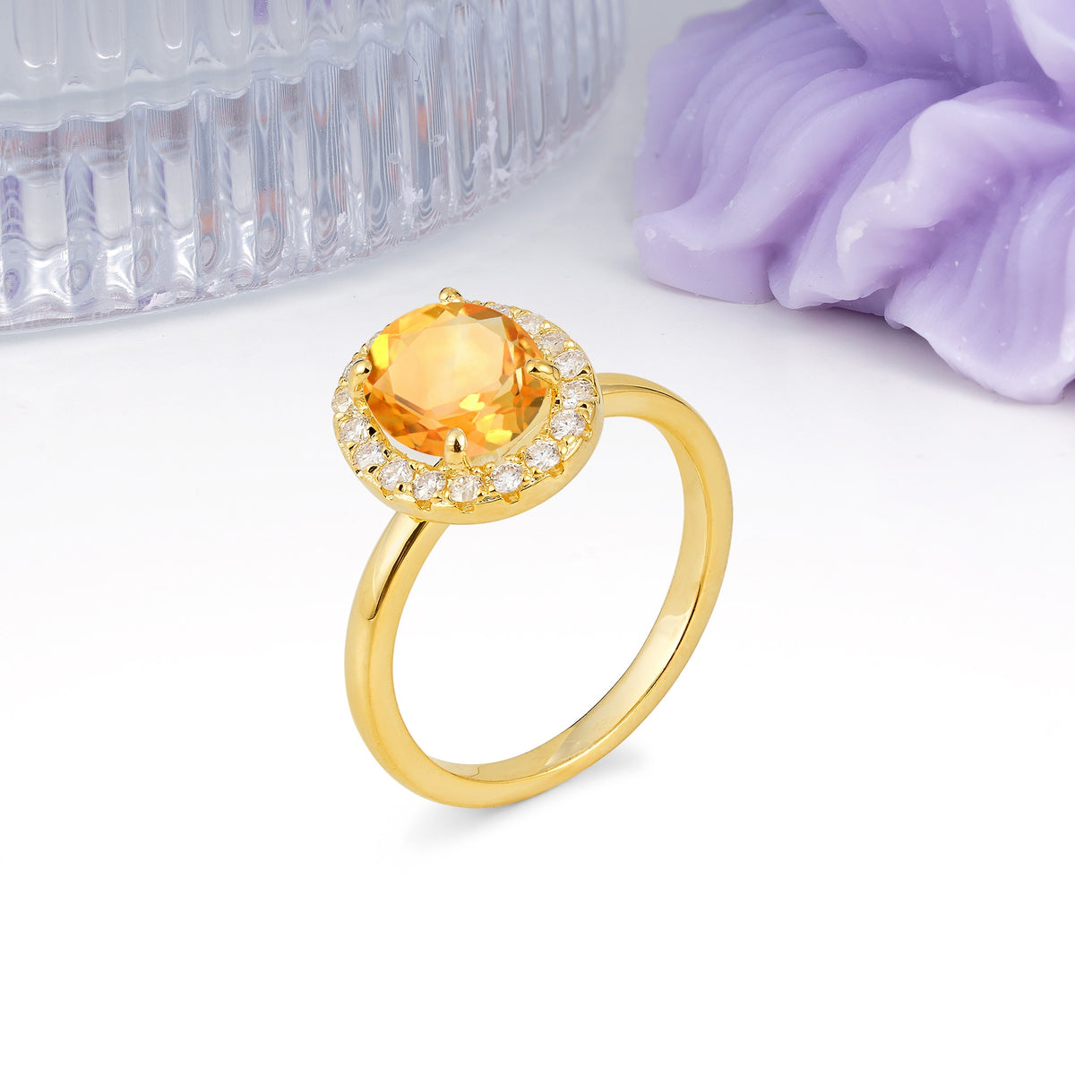 Luxurious and Unique 4-Prong Oval Cut Citrine Engagement Ring - Additional view