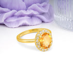 Luxurious and Unique 4-Prong Oval Cut Citrine Engagement Ring - Additional view