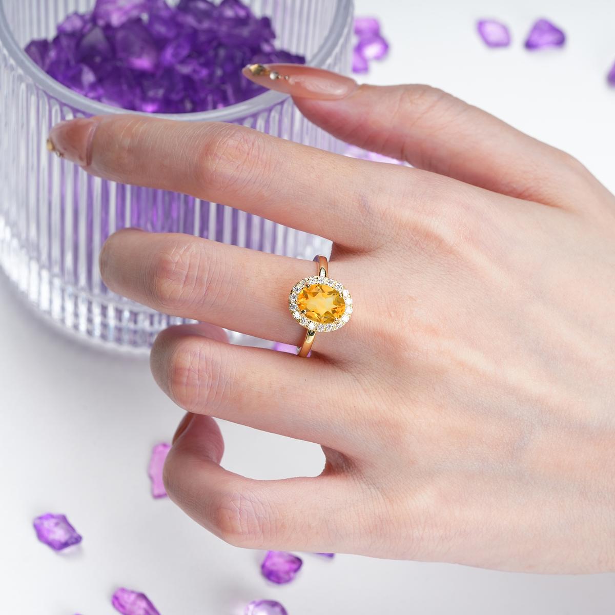 Luxurious and Unique 4-Prong Oval Cut Citrine Engagement Ring
