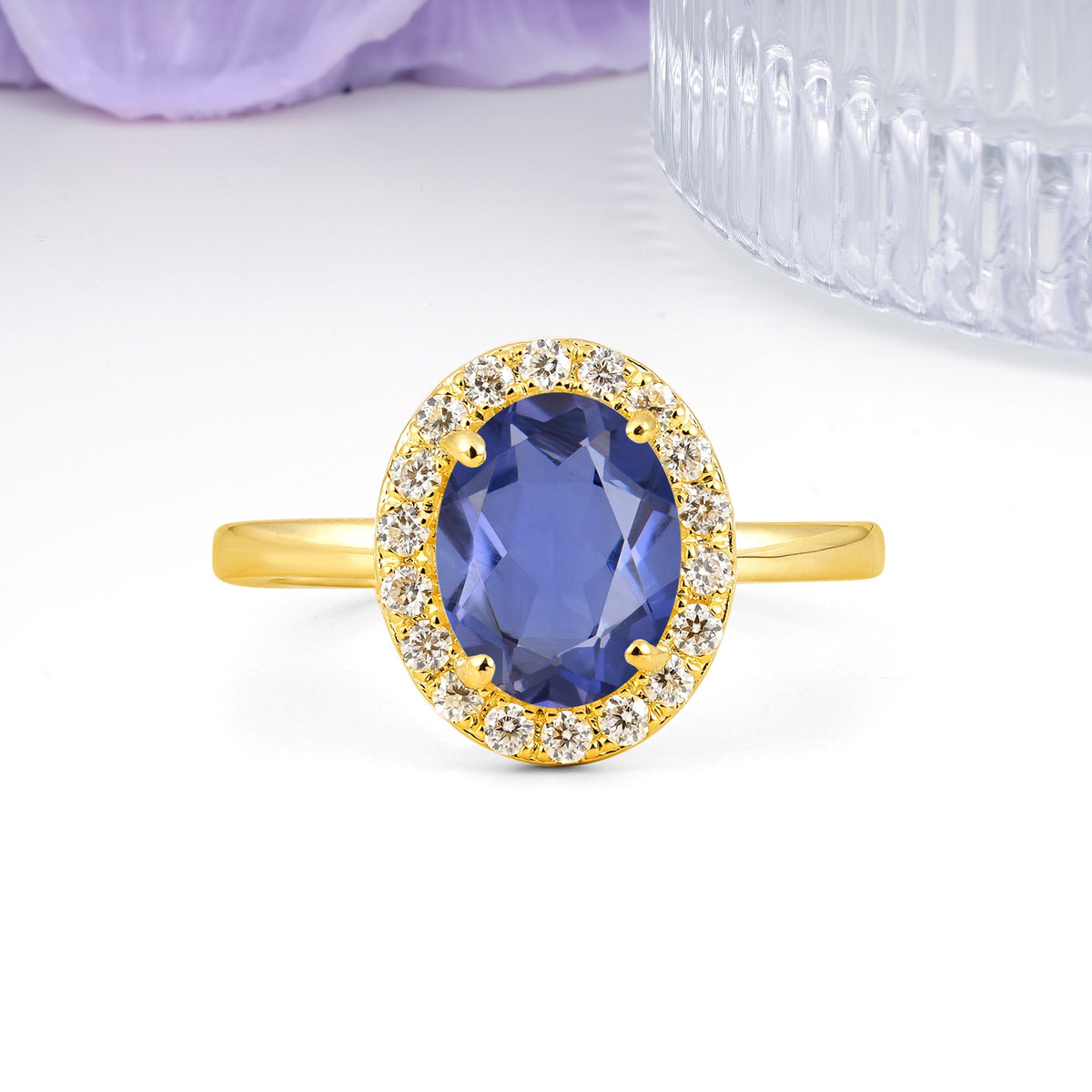 Luxurious and Unique 4-Prong Oval Cut Tanzanite Engagement Ring - Additional view